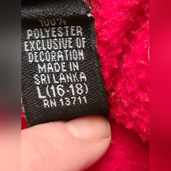 Red Fleece/Black Trim, Quarter-Zip Pullover With Zip Pockets. Great Shape - Picture 10 of 11